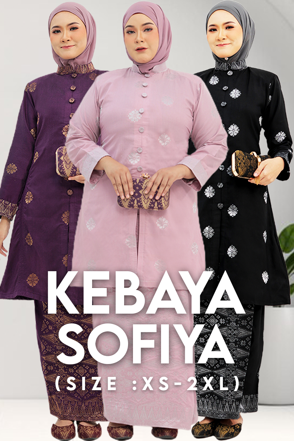 Baju Kebaya Sofiya | Kebaya Casual | 𝑿𝑺 𝑻𝑶 2𝑿𝑳 | - songketexclusive