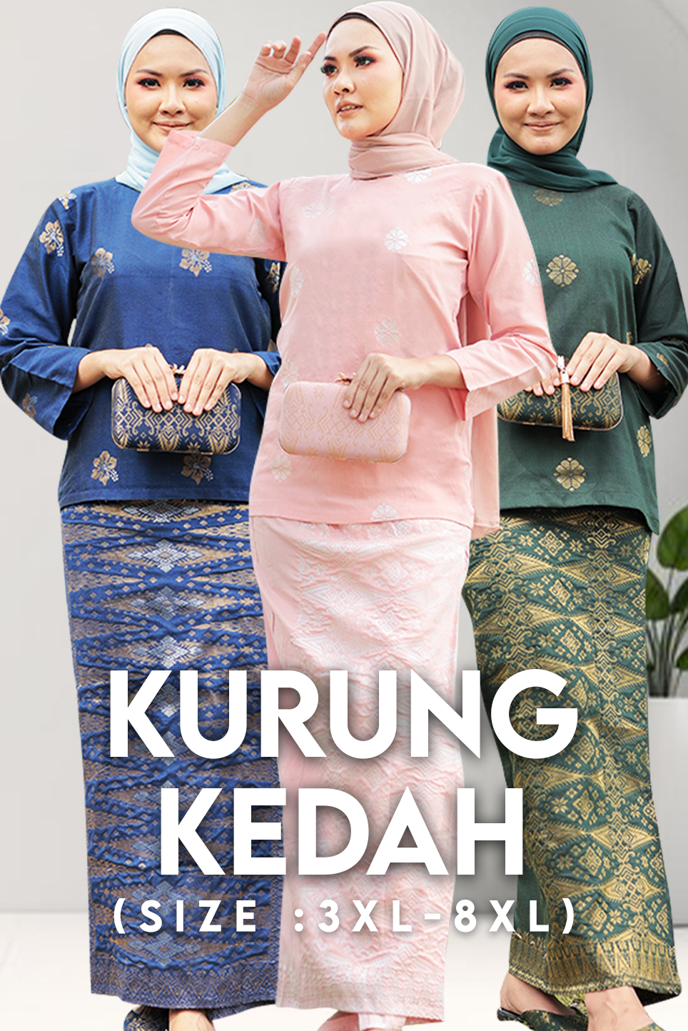 Baju Kurung Kedah Extra Size | Kurung Moden | - songketexclusive