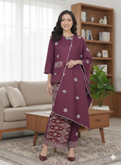 Kurung Kedah Pocket Free Selendang - Xs to 12xl