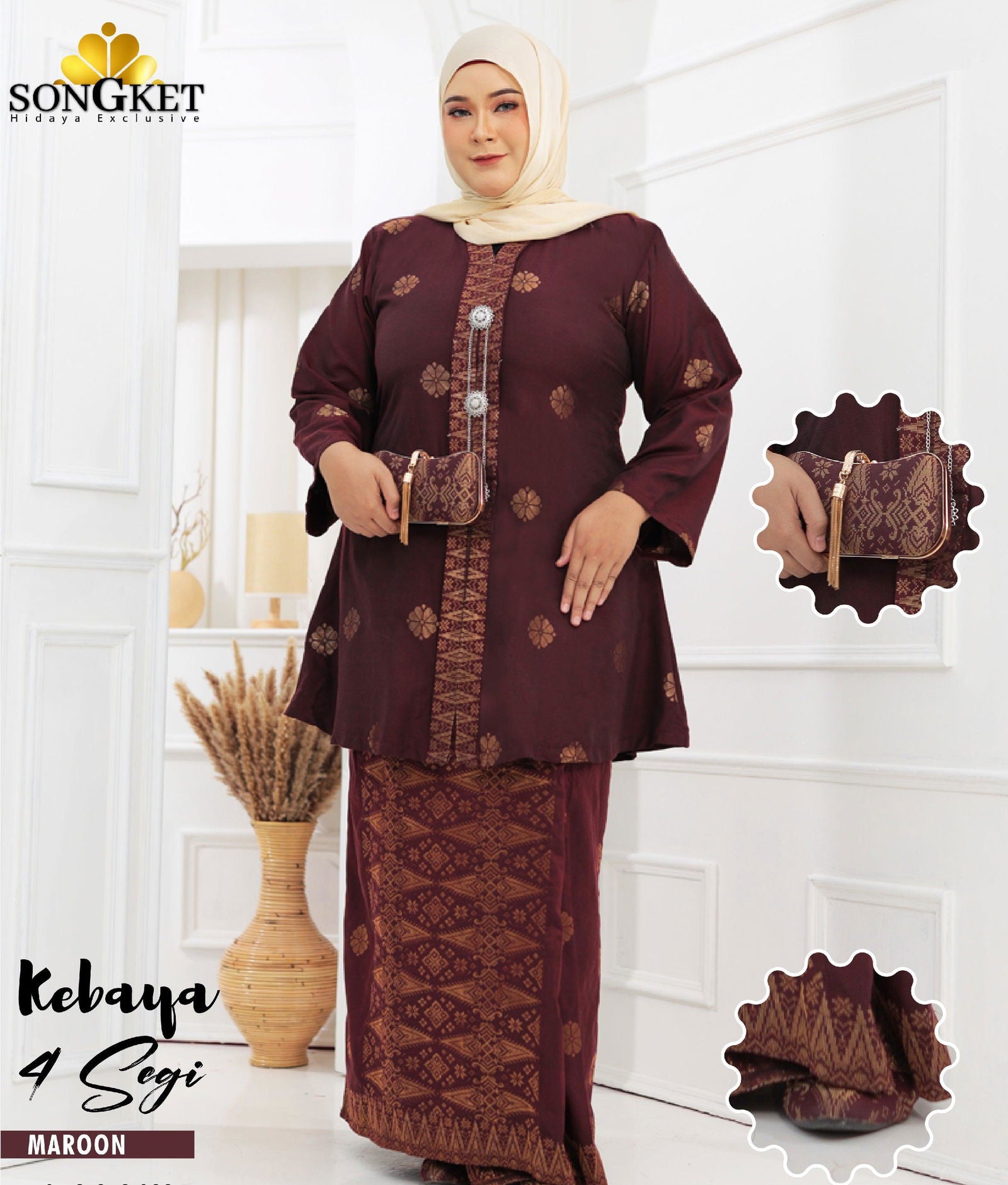 Kebaya 4Segi  | 𝑿𝑺 𝑻𝑶 𝑿𝑳 - songketexclusive