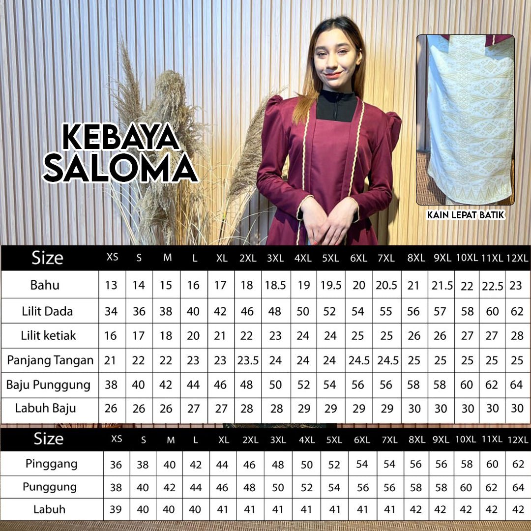 Baju Kebaya Saloma - Xs to 12xl - songketexclusive