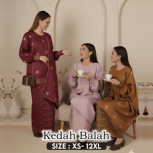 Baju Kedah Balah Free Selendang - Xs to 10Xl - songketexclusive