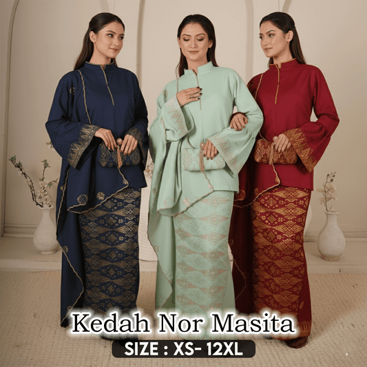 Baju Kedah Nor Masita Free Selendang - Xs to 10xl - songketexclusive
