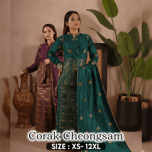 Baju Songket Coraq Cheongsam - Xs to 8xl - songketexclusive