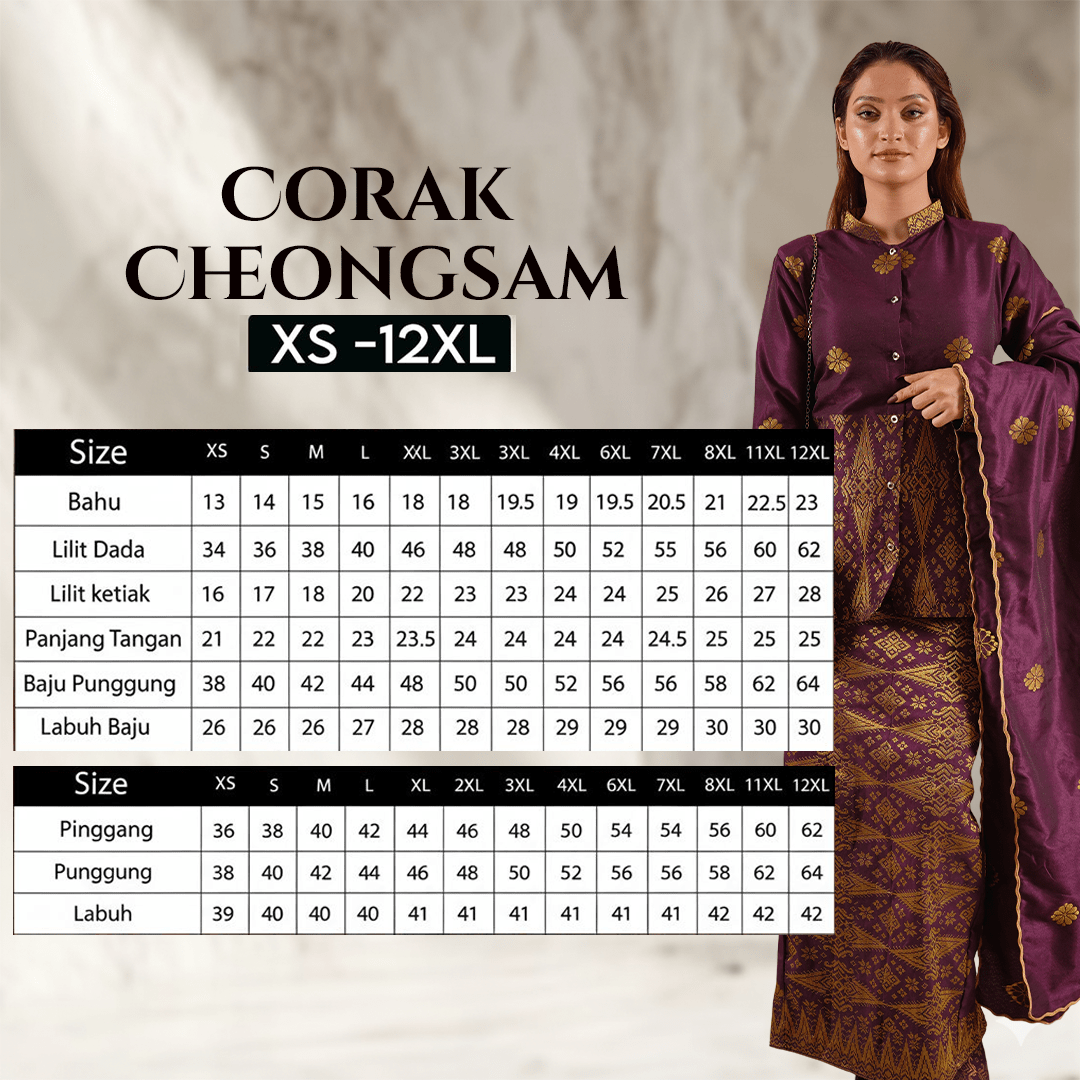 Baju Songket Coraq Cheongsam - Xs to 8xl - songketexclusive
