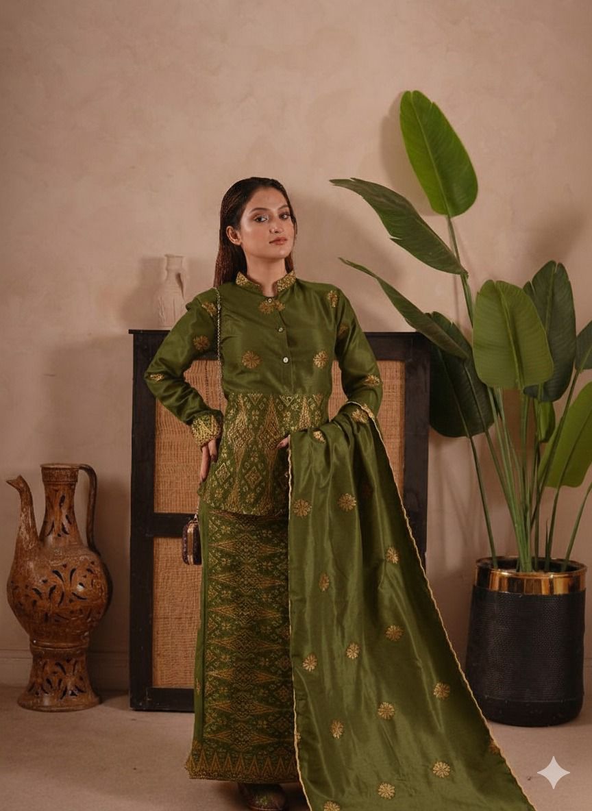 Baju Songket Coraq Cheongsam - Xs to 8xl - songketexclusive