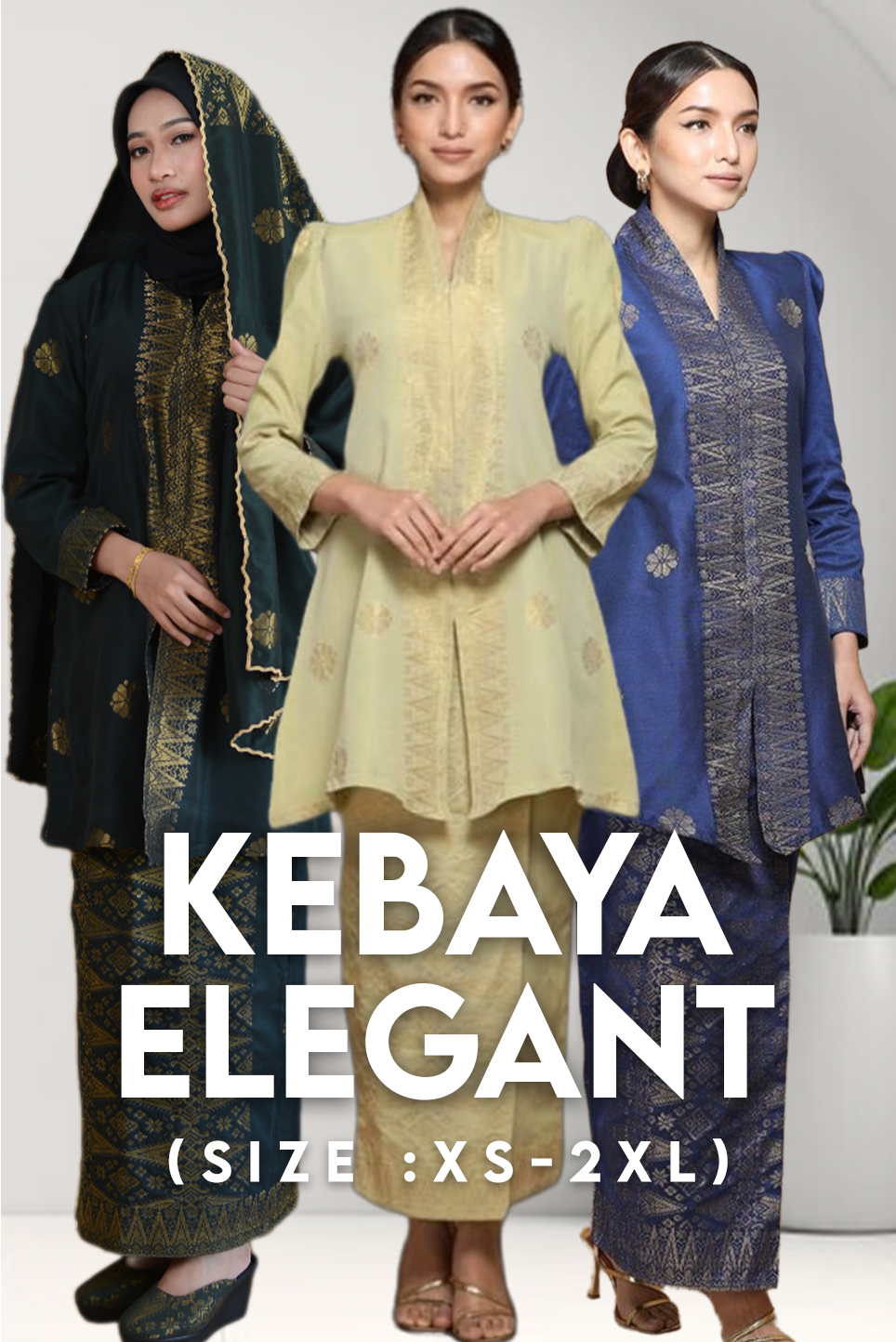 Baju Kebaya Elegant - Baju + Free Matching Selandang 🤩