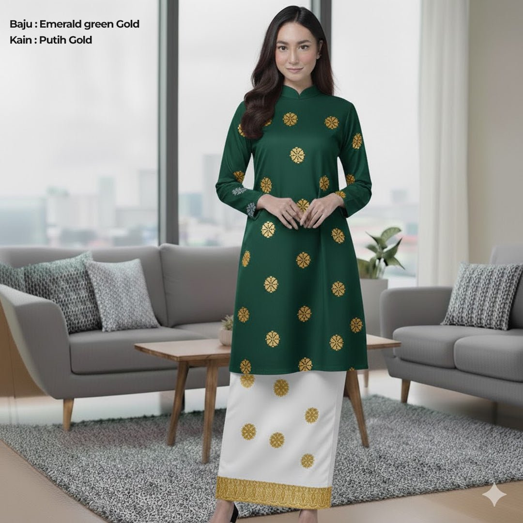 Kurung Cecak Musang - Two Tone New Kurung Family - songketexclusive