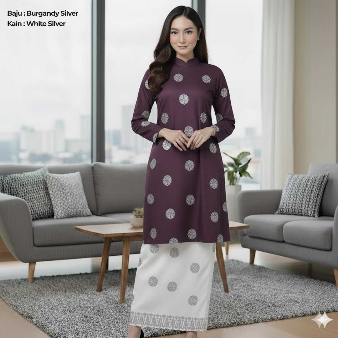 Kurung Cecak Musang - Two Tone New Kurung Family - songketexclusive