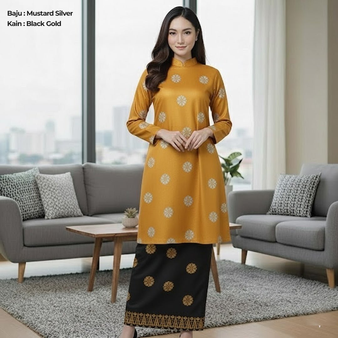 Kurung Cecak Musang - Two Tone New Kurung Family - songketexclusive