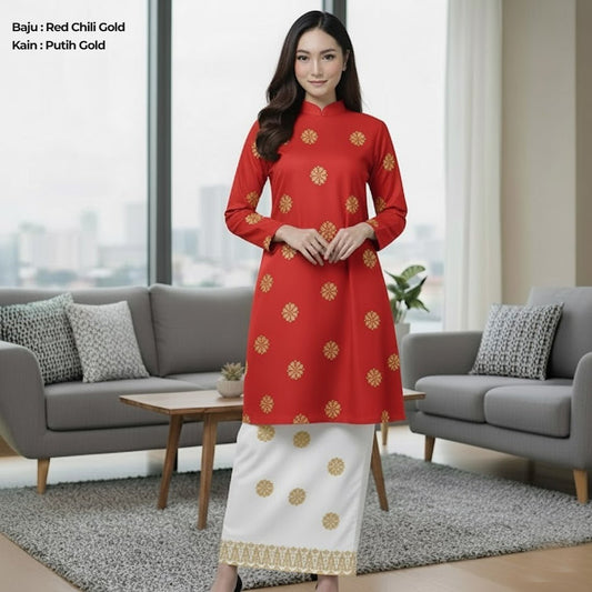 Kurung Cecak Musang - Two Tone New Kurung Family - songketexclusive