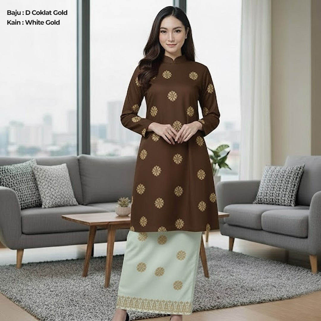 Kurung Cecak Musang - Two Tone New Kurung Family - songketexclusive