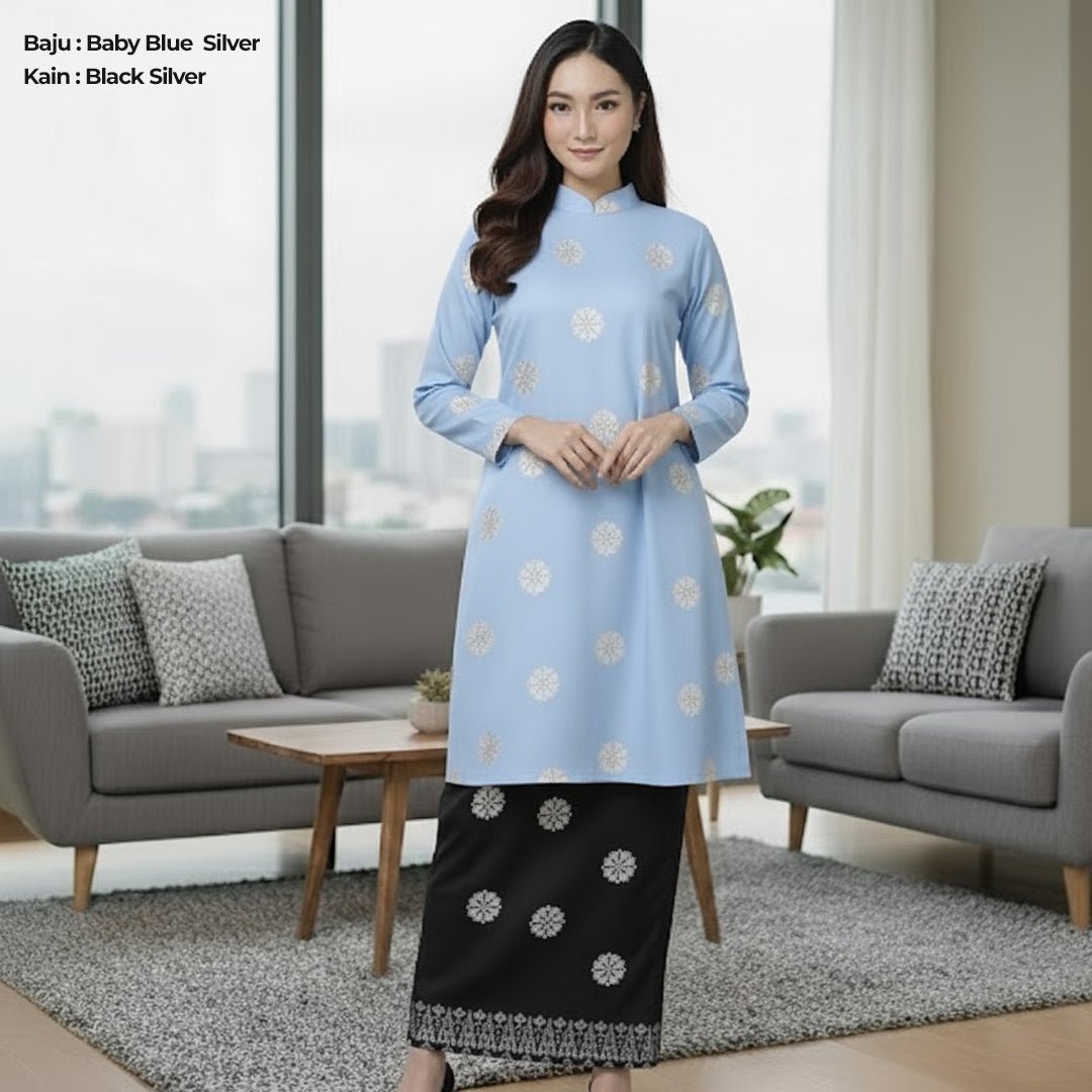 Kurung Cecak Musang - Two Tone New Kurung Family - songketexclusive