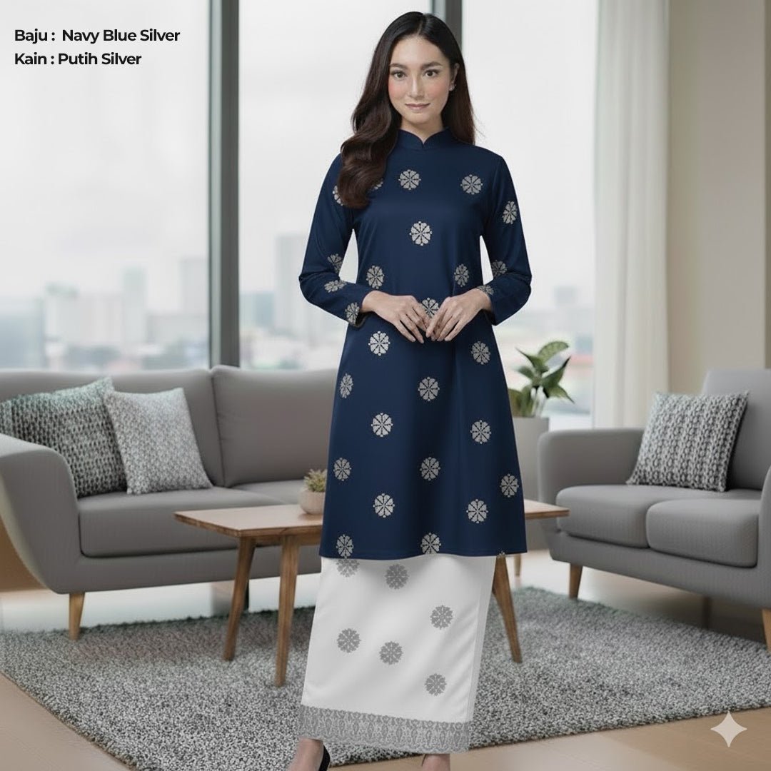 Kurung Cecak Musang - Two Tone New Kurung Family - songketexclusive