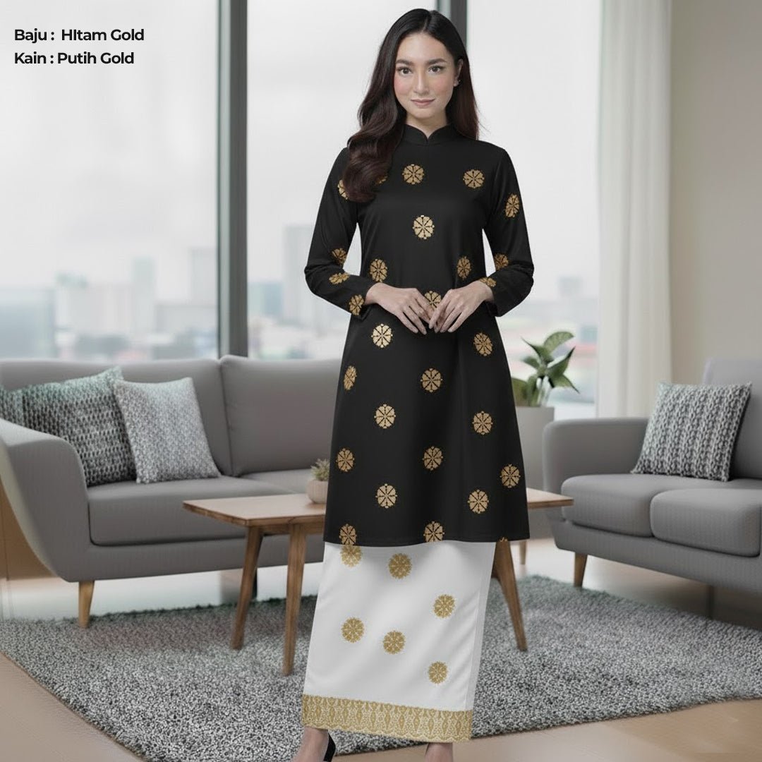 Kurung Cecak Musang - Two Tone New Kurung Family - songketexclusive