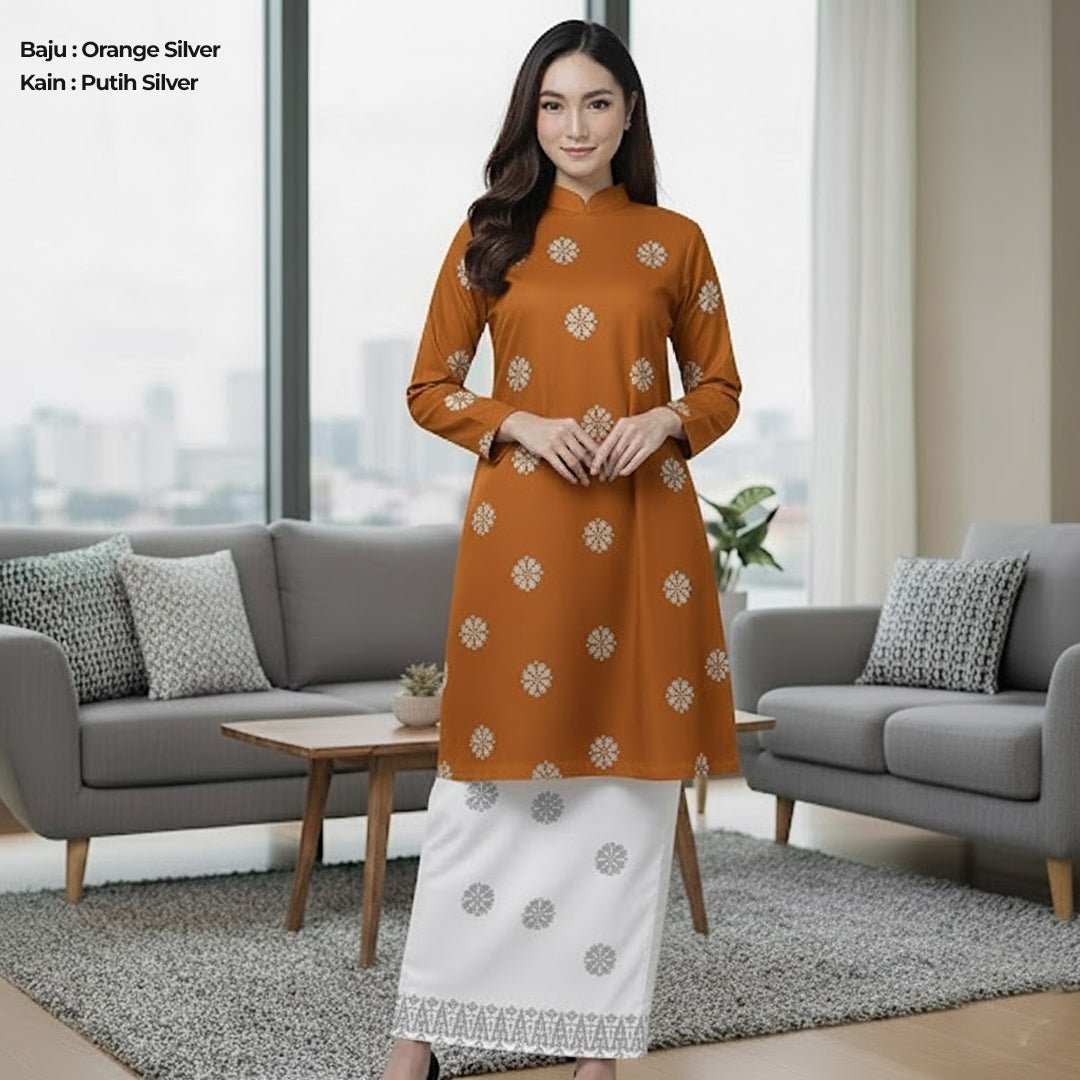 Kurung Cecak Musang - Two Tone New Kurung Family - songketexclusive