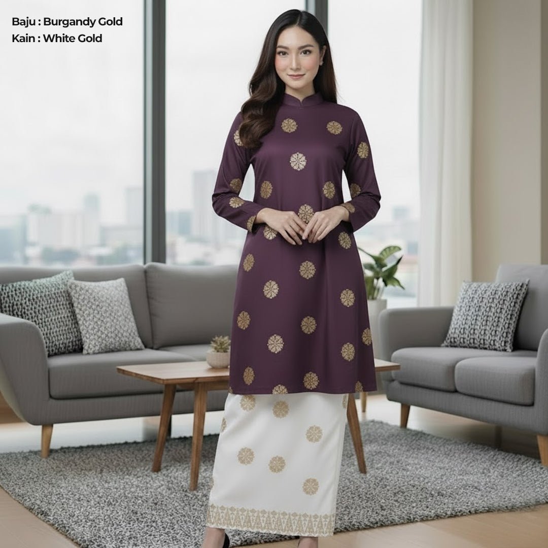 Kurung Cecak Musang - Two Tone New Kurung Family - songketexclusive