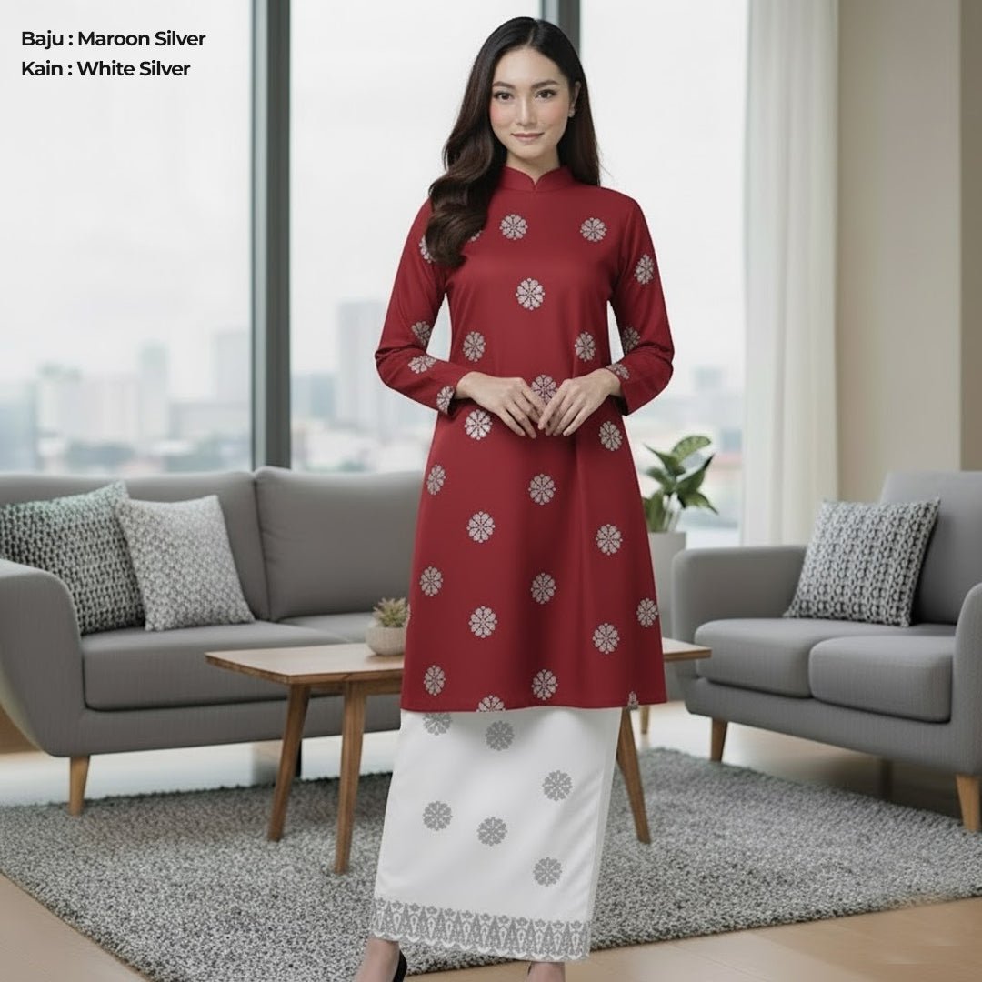 Kurung Cecak Musang - Two Tone New Kurung Family - songketexclusive