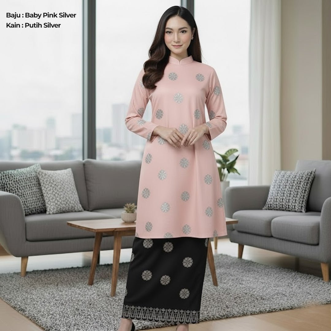 Kurung Cecak Musang - Two Tone New Kurung Family - songketexclusive