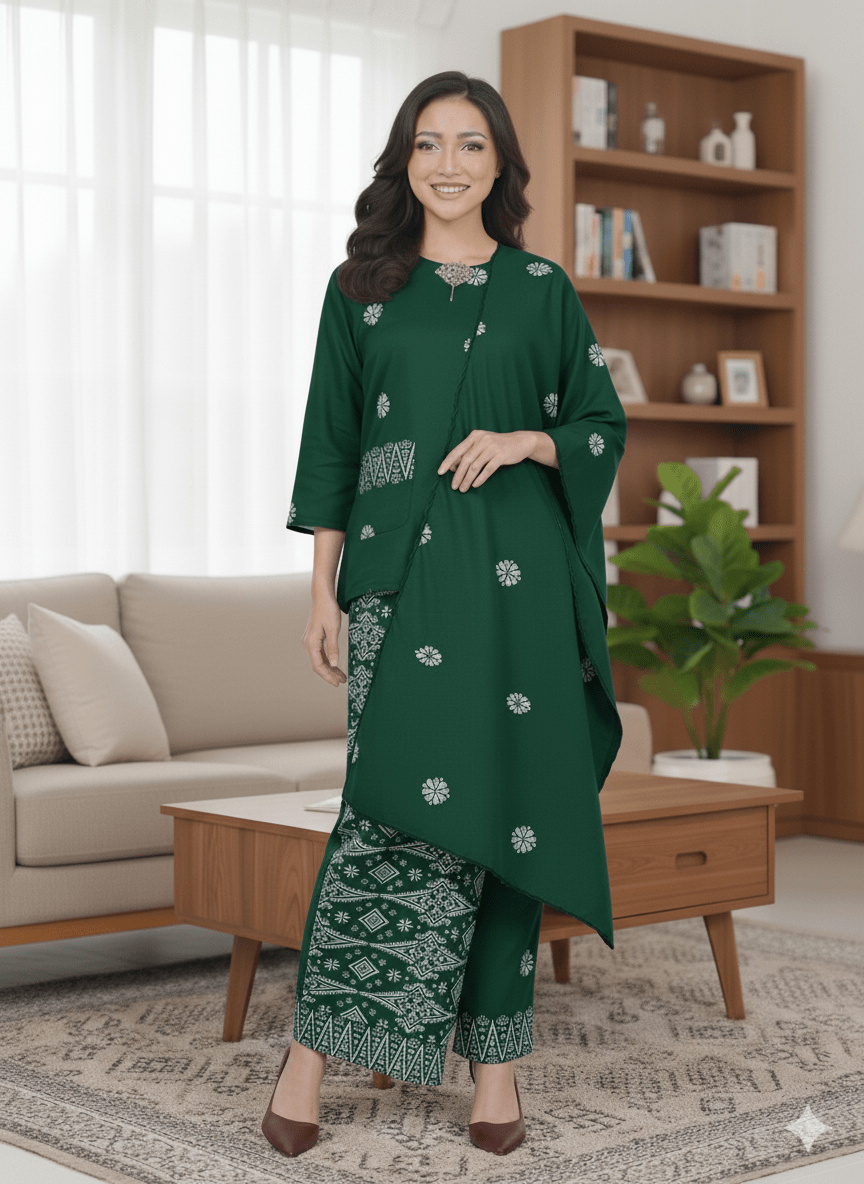 Kurung Kedah Pocket Free Selendang - Xs to 12xl - songketexclusive