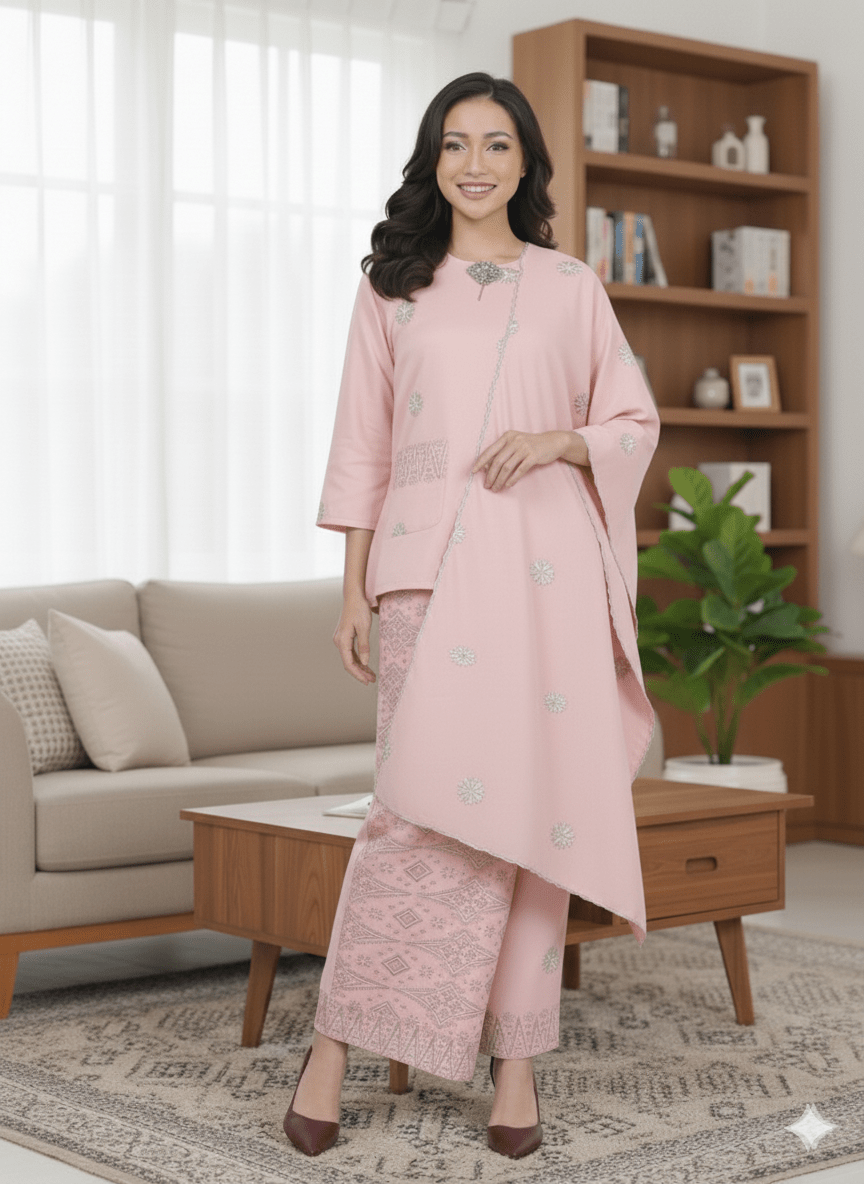 Kurung Kedah Pocket Free Selendang - Xs to 12xl - songketexclusive