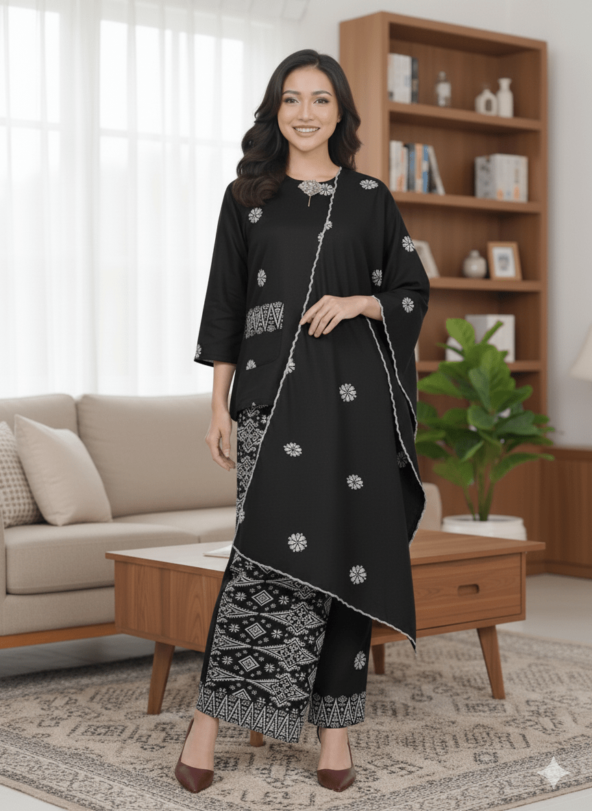 Kurung Kedah Pocket Free Selendang - Xs to 12xl - songketexclusive