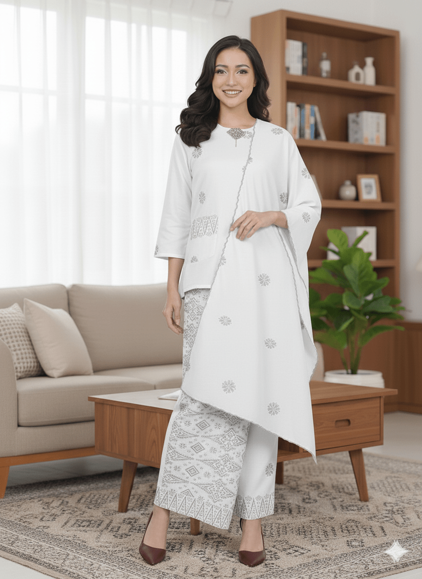 Kurung Kedah Pocket Free Selendang - Xs to 12xl - songketexclusive