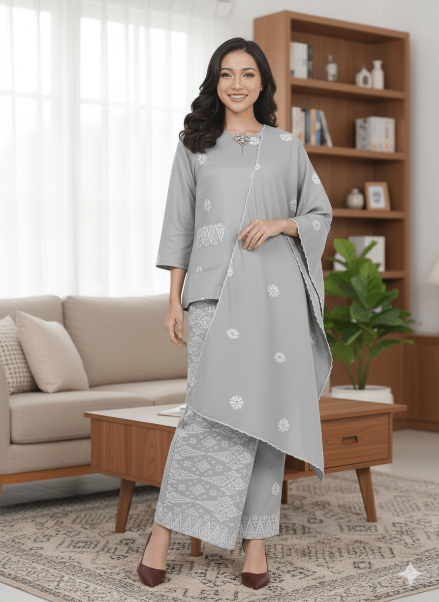 Kurung Kedah Pocket Free Selendang - Xs to 12xl - songketexclusive