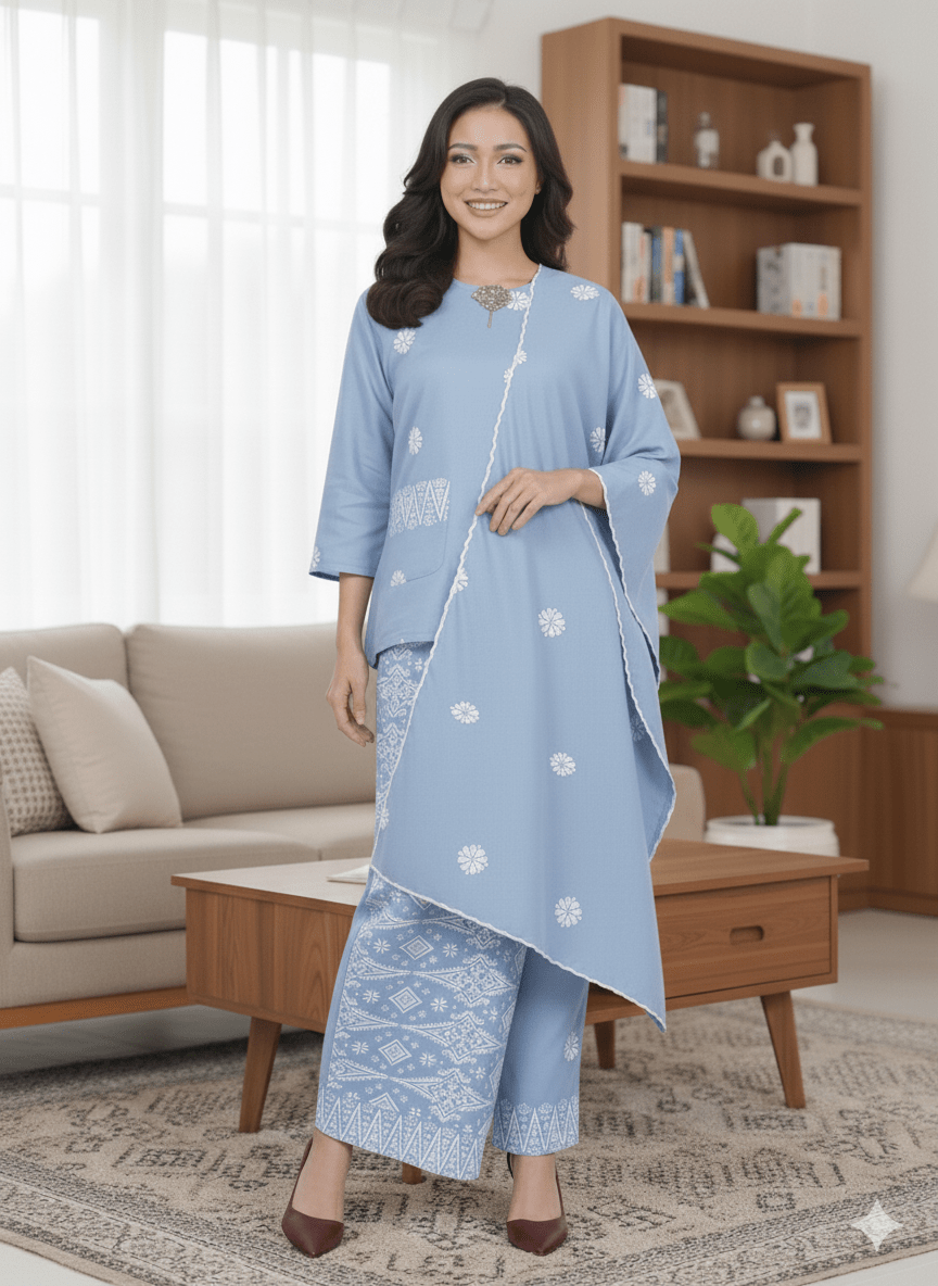 Kurung Kedah Pocket Free Selendang - Xs to 12xl - songketexclusive