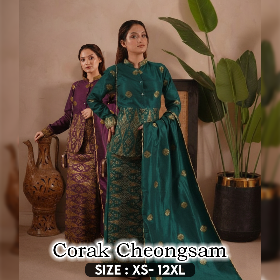 Baju Songket Coraq Cheongsam - Xs to 8xl